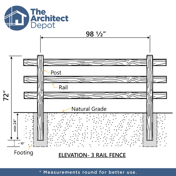 CONCRETE 3 RAIL FENCE LINE POST (WOOD STYLE)