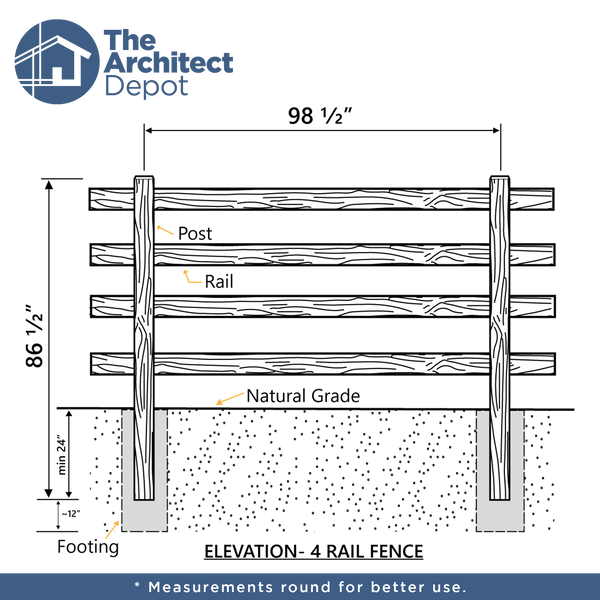 CONCRETE 4 RAIL FENCE LINE POST (WOOD STYLE)