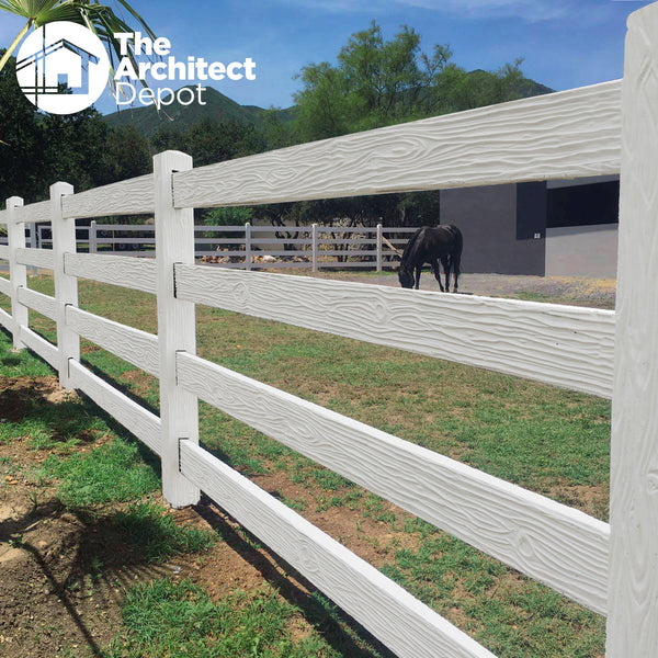4 RAIL FENCE WOOD STYLE CONCRETE SYSTEM