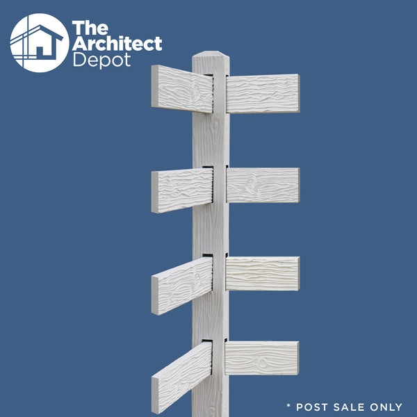 CONCRETE 4 RAIL FENCE CORNER POST (WOOD STYLE)