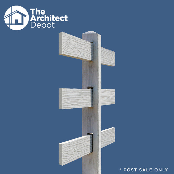 CONCRETE 3 RAIL FENCE LINE POST (WOOD STYLE)