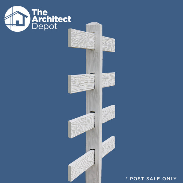 CONCRETE 4 RAIL FENCE LINE POST (WOOD STYLE)